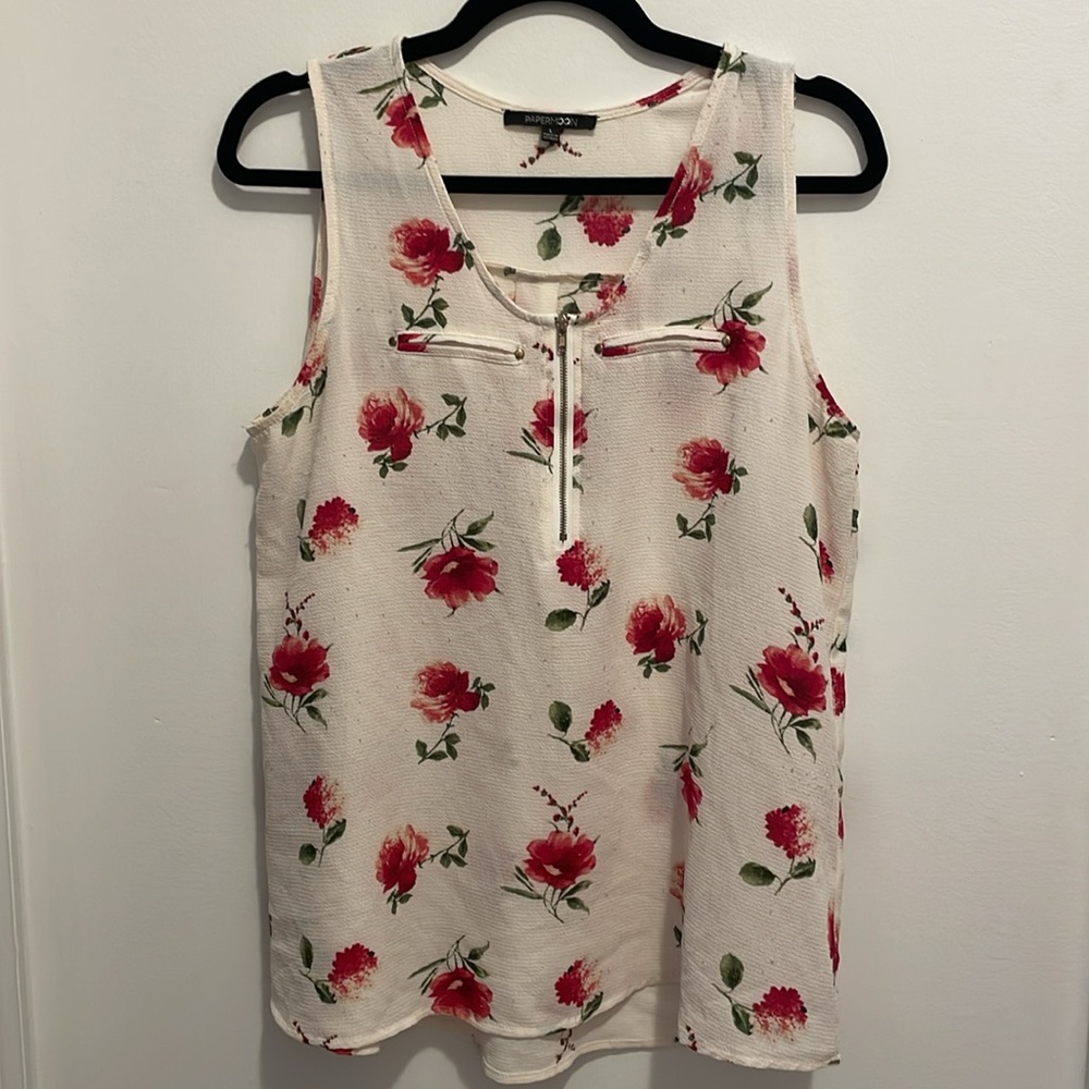 Floral Sleeveless Top with Zipper